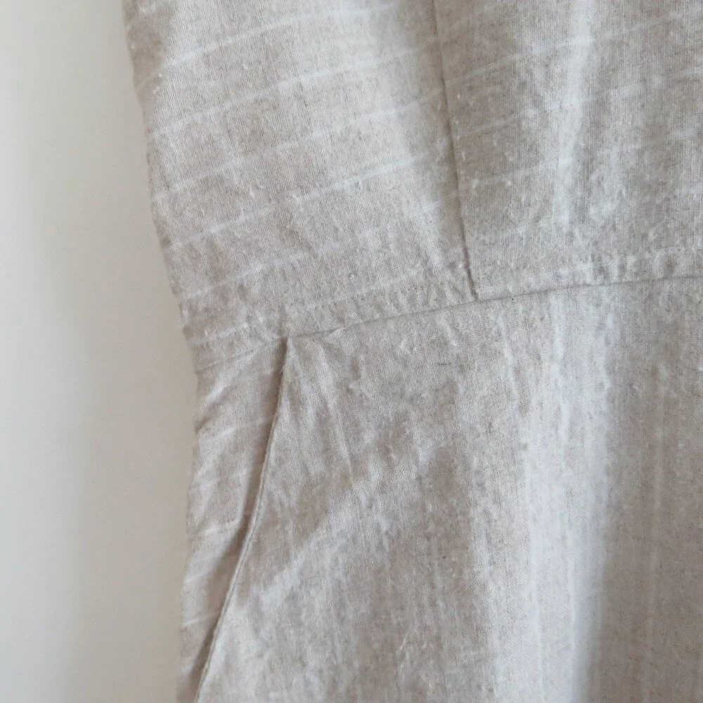 CHRISTY DAWN Phoebe Jumpsuit 100% Linen in Striped Tan Neutral - Size M - Picture 8 of 15